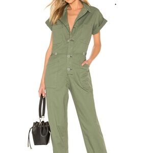 Pistola Green Utility Jumpsuit with Belted Waist